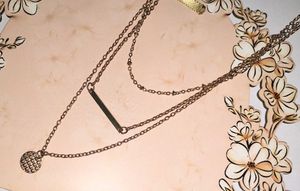 Layered Bar & Disc Pendant Necklace