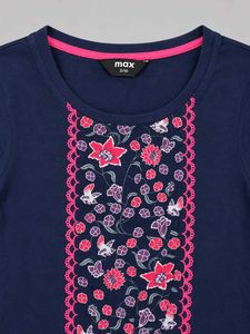 Navy Blue Floral  T-Shirt