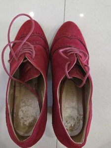 Women's Red Suede Boots with Heels