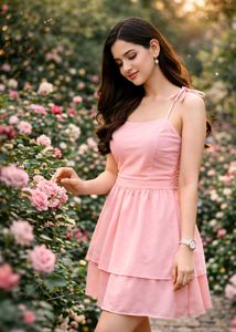 Cute Pink Tiered Mini Dress