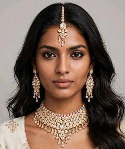 Exquisite Kundan Necklace Set with Earrings