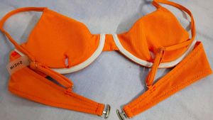 Vibrant Orange Ribbed Bikini Top