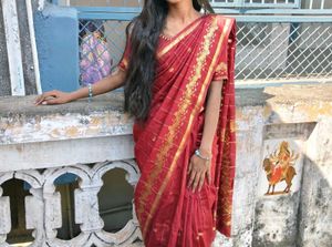 Elegant Red & Gold Saree