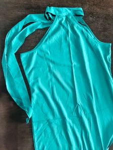Teal Kurta With Detailed Neckline