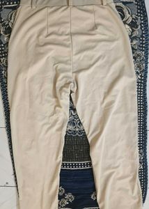 Beige Wide Leg Trousers