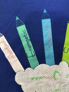 Vibrant Blue T-Shirt with Pencil Graphic