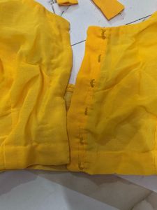 Yellow &amp; Maroon Embroidered Blouse