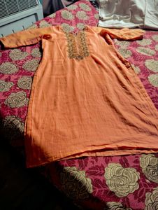 Traditional Orange Kurti with Palazzo Pants