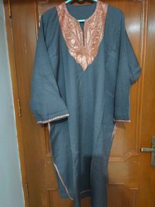 Embroidered Dark Grey Kurta Kasmiri kaftan