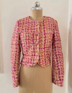 Chic Tweed Blazer and Skirt Set
