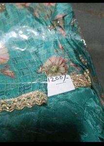 green dress material cut dana