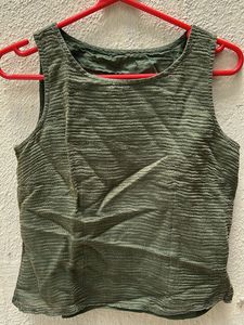 Textured Sleeveless Green Top