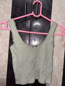 Sage Green Ribbed Crop Tank