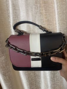 Chic Colorblock Chain Shoulder Bag