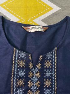 Elegant Navy Blue Embroidered Kurta
