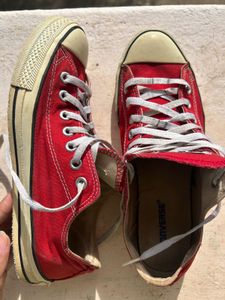 converse all star red canvas shoes