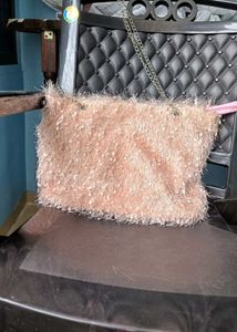 Pink Fluffy Clutch Bag
