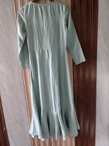 Mint Green Long Dress with Ruffle Hem | Stylish Ca