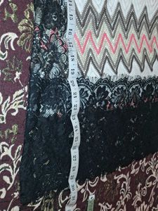 Stylish Chevron Print Kurta with Lace