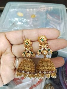 Gold Jhumka Earrings