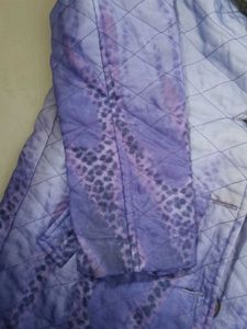 Quilted Purple Ombre Jacket with Faux Fur Collar