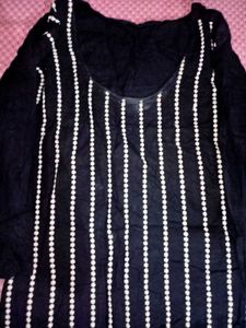 Stylish Black Kurta with White Embroidery