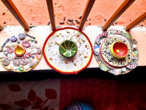 3 Diya with Attached Stand