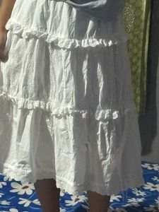 Tiered White Eyelet Skirt