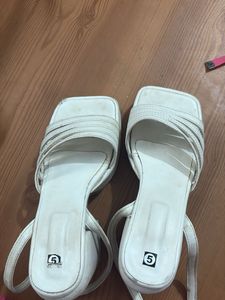 White Strappy Square Toe Sandals