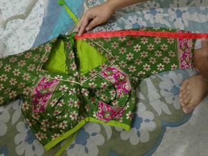 Green &amp; Pink rajput poshak