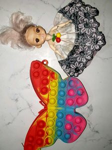 Doll with Butterfly Pop-It Toy pake of 2