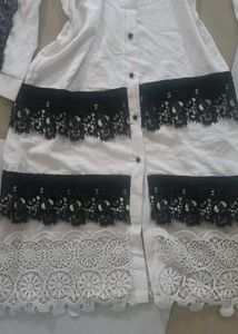 Chic White Lace Trim Tunic