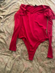 Vibrant Red Long Sleeve Bodysuit