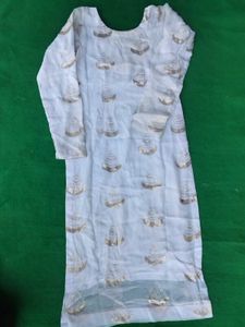 Elegant White Kurta with Gold Print