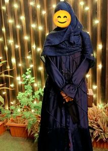 Satin navy Blue Unisex Abaya