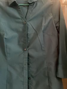 Teal Collared Button-Up Top