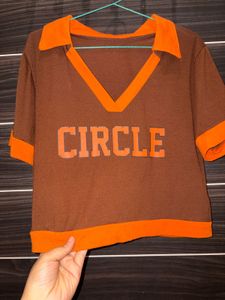 Retro Brown &amp; Orange "Circle" Top