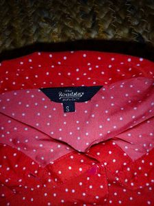 Stylish Sleeveless Red Polka Dot Top Size S-M