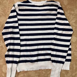 M&amp;S Navy &amp; White Striped Top