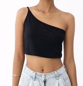 Black One-Shoulder Crop Top