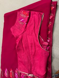 Beautiful maroon saree with blouse