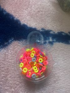 Multicoloured Polymer Fimo Ring Beads 2 String