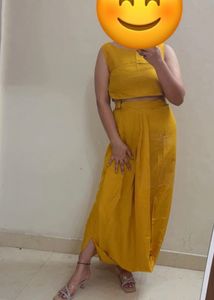 Yellow Crop Top Dhoti Set💛❤️