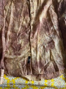 Crinkle Sheer Button-Up Shirt | XL