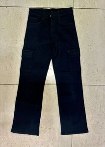 ZARA Dark Wash Cargo Jeans