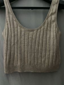 H&amp;M Rib Knit beige Crop Top