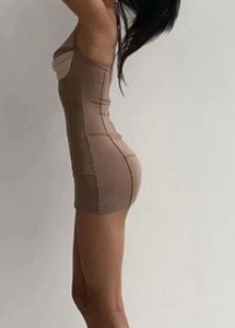 Chic Brown Halterneck Mini Dress