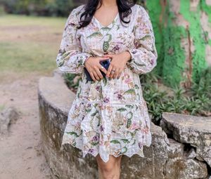 Floral Print V-Neck Mini Dress