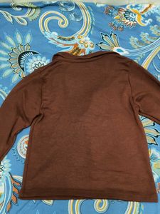 Brown Collared Long Sleeve Top