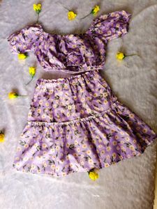 4-6 Years Girls Lavender Floral Co-Ord Set